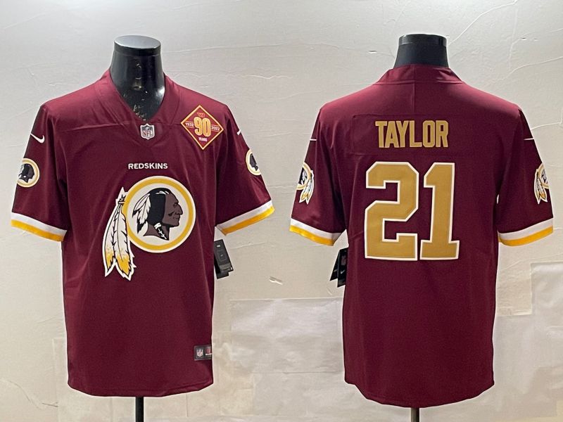 Men 2025 Washington Redskins #21 Taylor red Limited Nike NFL Jersey style 013